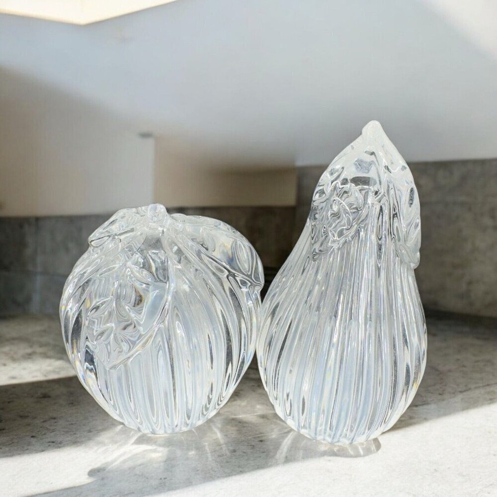Gorham Apple And Pear Fruit Salt And Pepper Shakers Set 2 Clear Vintage Crystal